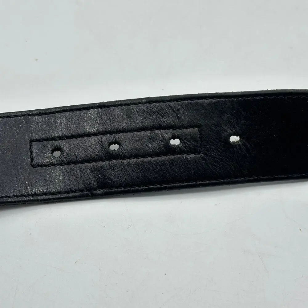 GUCCI Interlocking GG Buckle Leather Silver Black Sz 100/40 $595